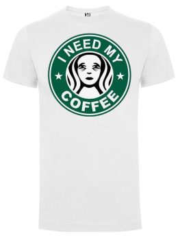 Camiseta con diseño I NEED MY COFFEE