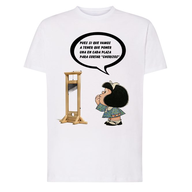 BLANCA Camiseta con diseño GUILLOTINA PARA CHORIZOS - Imagen 1