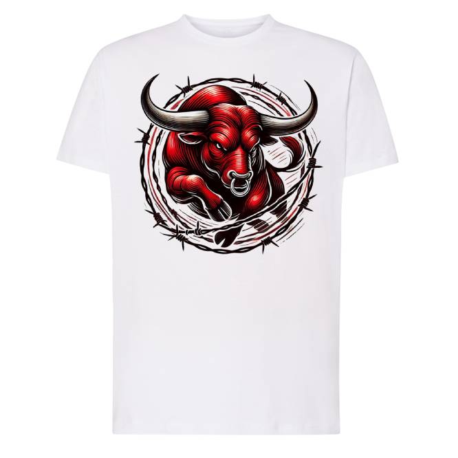 CAMISETA BLANCA Camiseta con diseño BÚFALO Y ESPINOS - Imagen 1