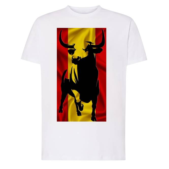CAMISETA BLANCA (5) Camiseta con diseño TORO Y BANDERA V - Imagen 1