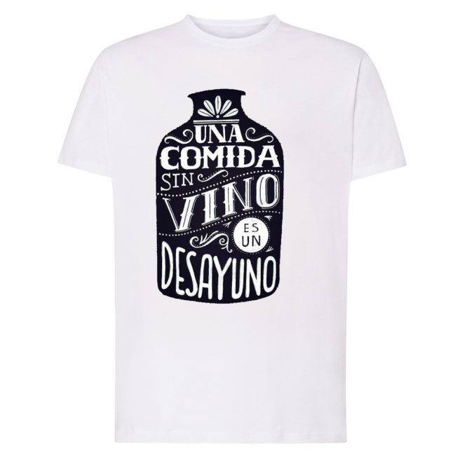 CAMISETA BLANCA Camiseta con diseño UNA COMIDA SIN VINO - Imagen 1