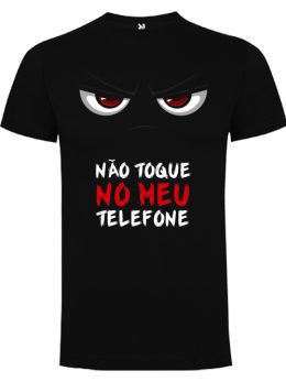 Camiseta con diseño ÑAU TOQUE NO MEU TELEFONE