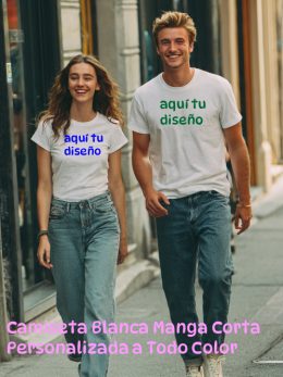 Camiseta Blanca M/C con Impresión Directa